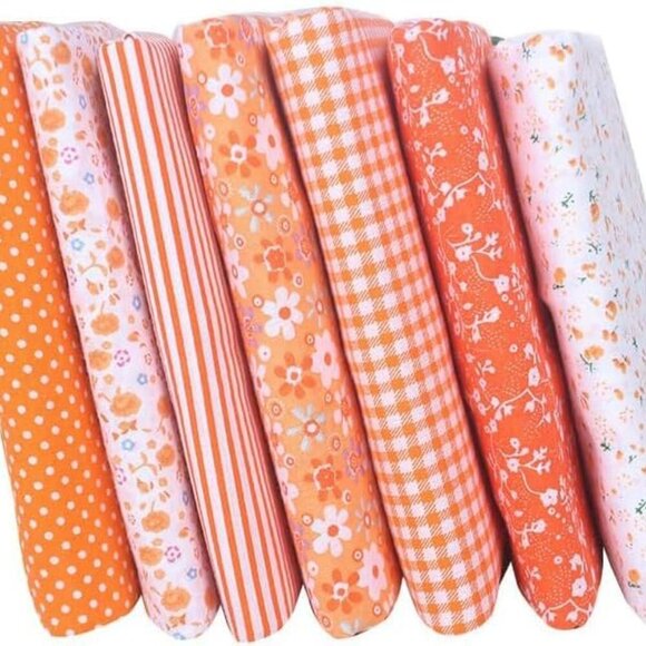 Brand New Cotton Fabric 10x10 Orange Floral Dot Bundle - Picture 2 of 9